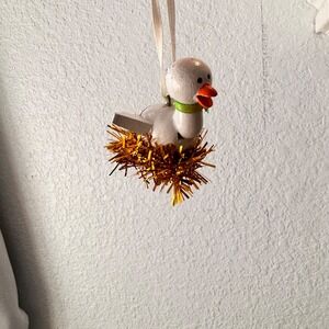 1988 Dakin Inc Wooden Duck Nest Ornament Twig Tinsel Whimsical Holiday Christmas